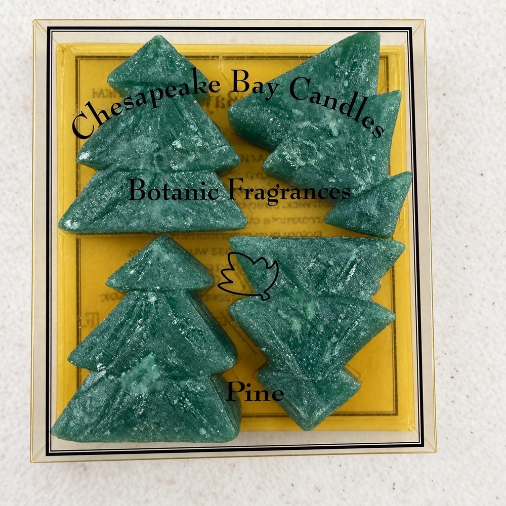 90s Chesapeake Bay Candle Set Pine Tree Floating Candles Green Vintage Holiday